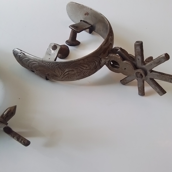 Vintage Silver and Brown Men's Spurs, 2 Pair - Picture 7 of 13